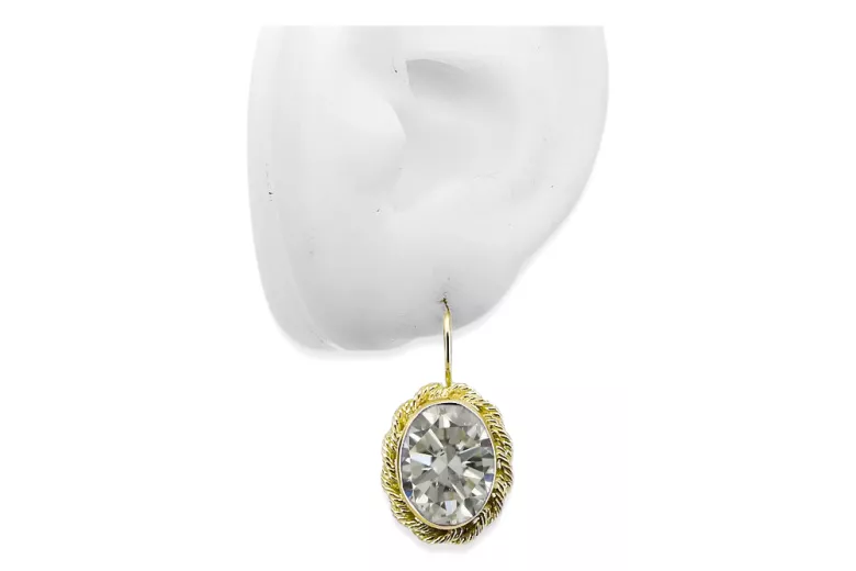 Сережки Вінтаж прикраси Циркон 14K Жовте золото vec007y